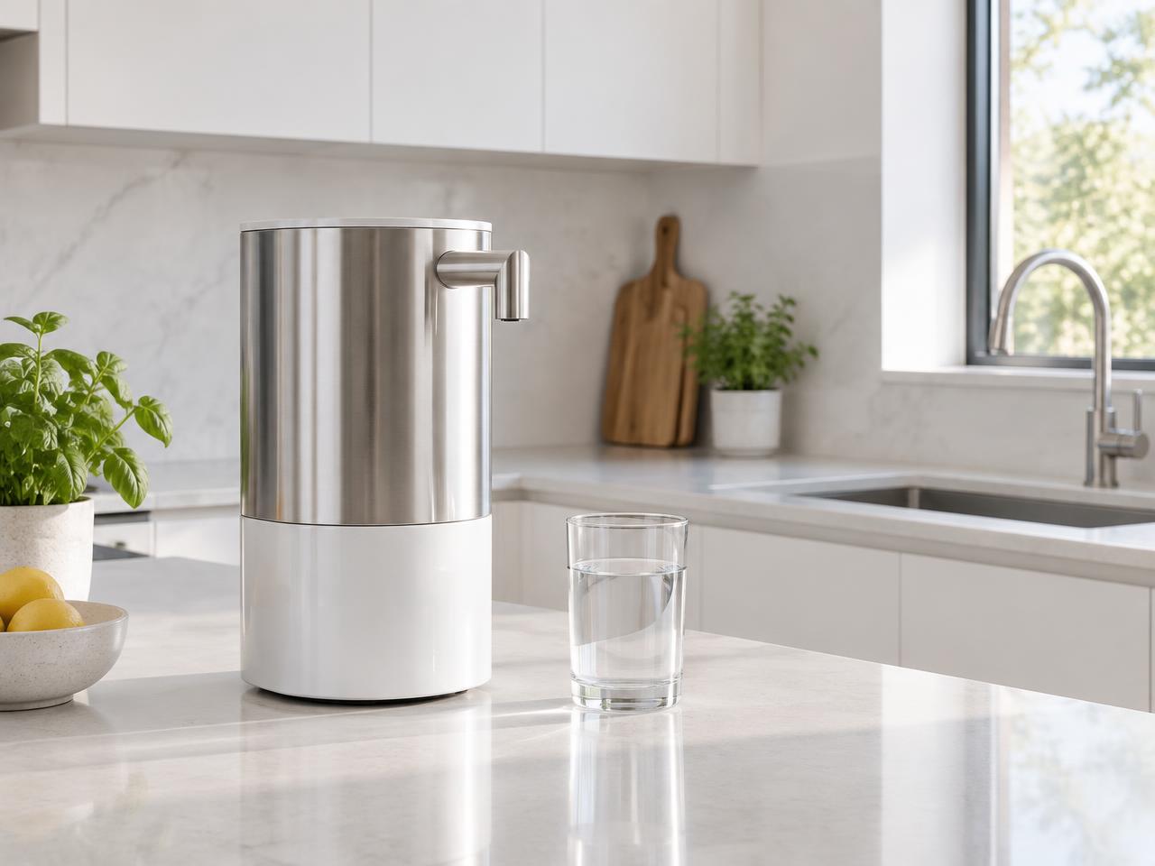 Compact countertop water system in a modern kitchen